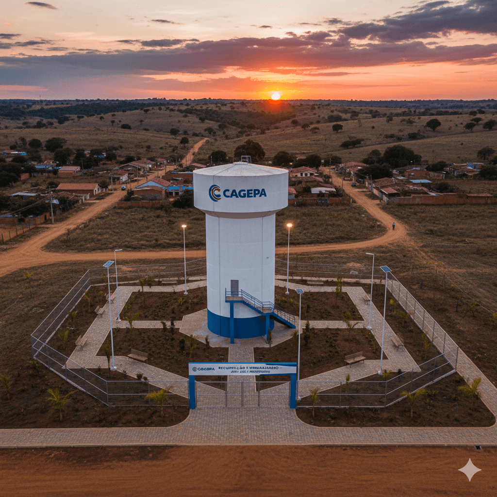 Vista do projeto Recuperação de Reservatório e Urbanização executado pela WJX Construções em São José dos Cordeiros, PB no ano de 2024
