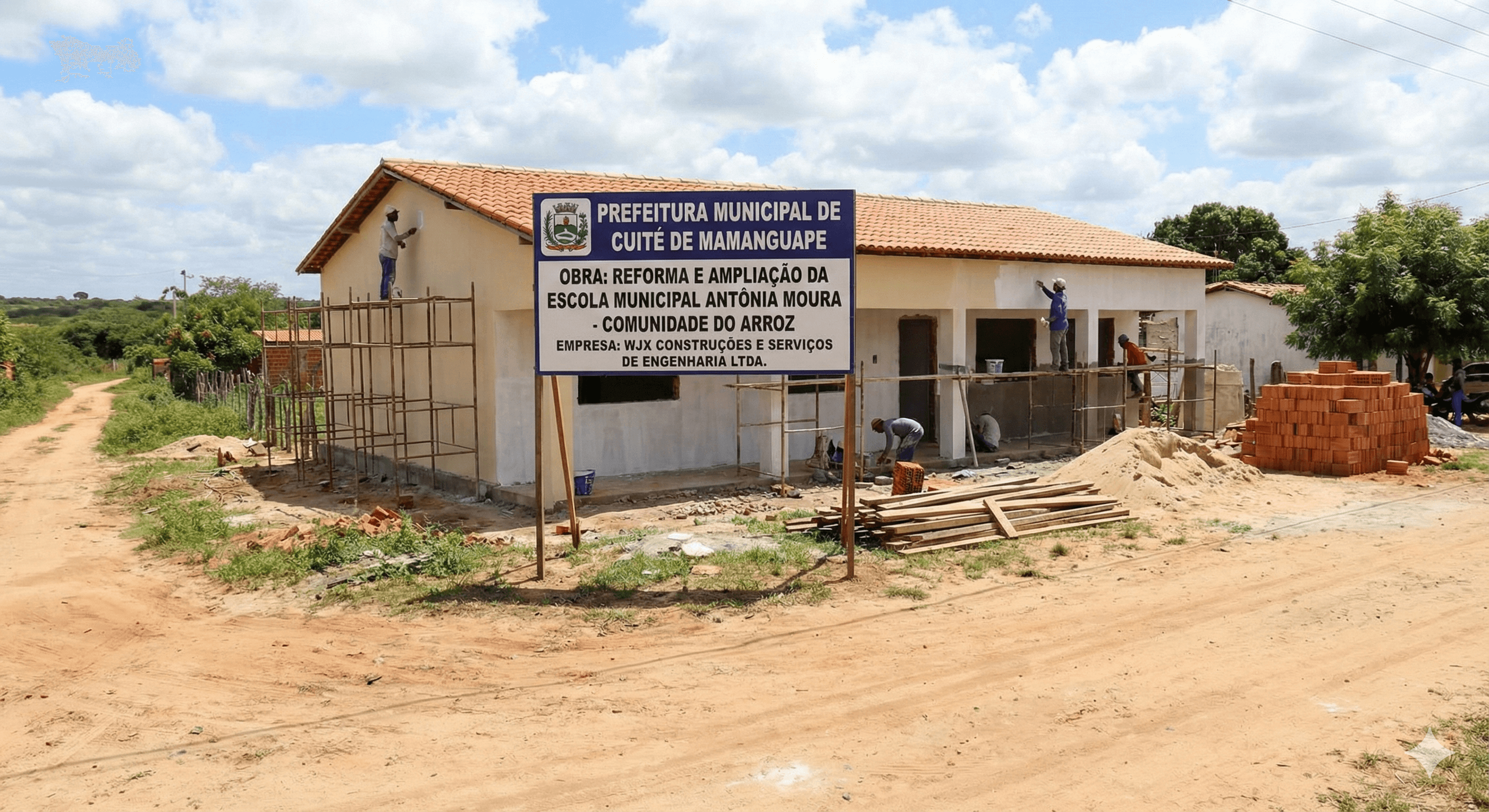 Vista do projeto Reforma de Escola do Arroz executado pela WJX Construções em Cuité de Mamanguape, PB no ano de 2025