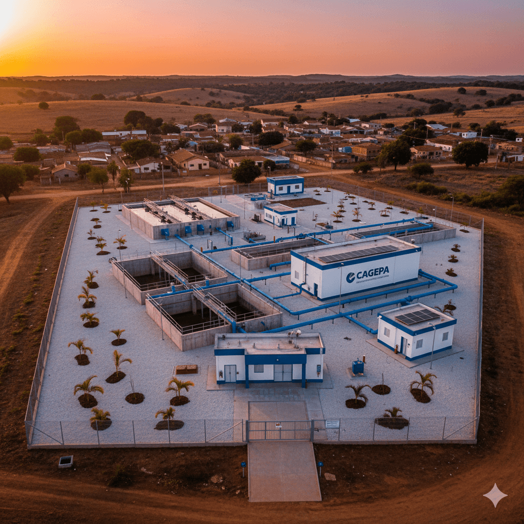 Vista do projeto Recuperação e Melhorias da ETE de Cubati executado pela WJX Construções em Cubati, PB no ano de 2022