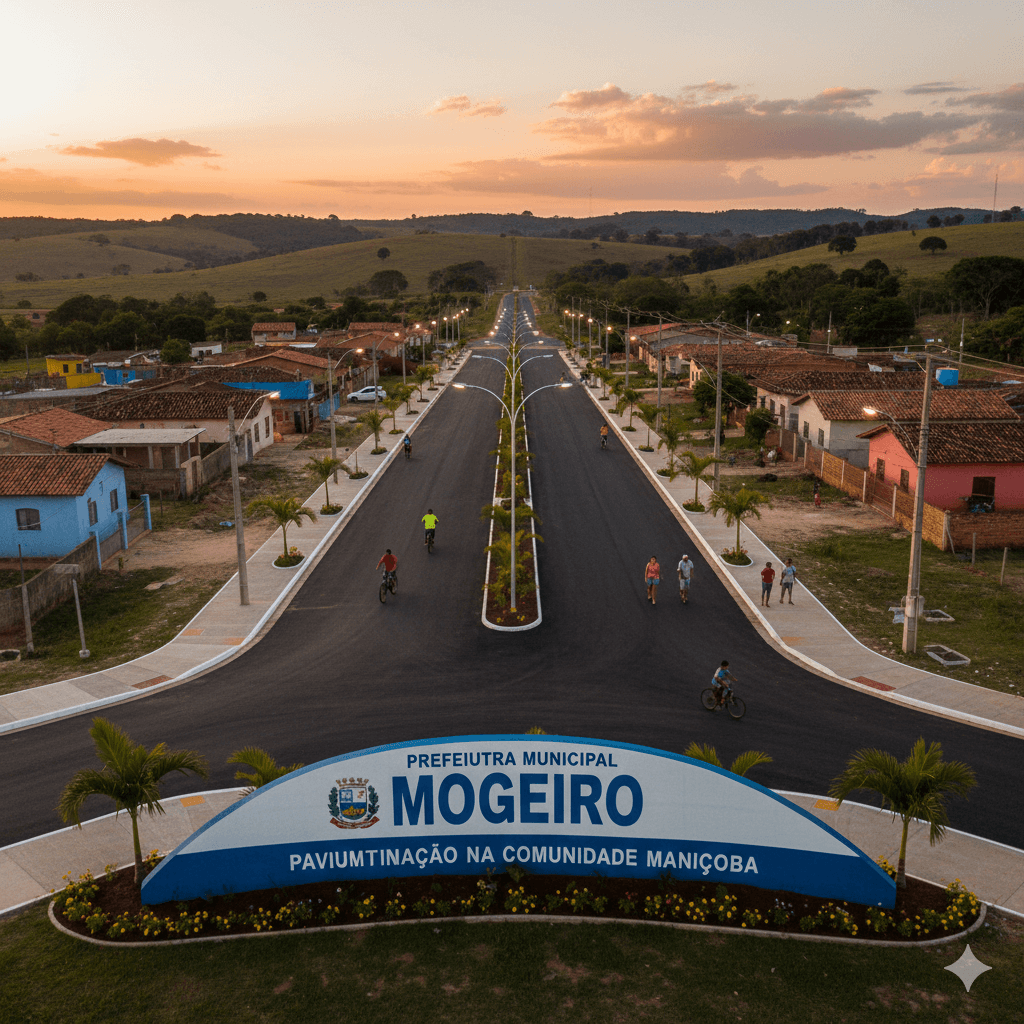 Vista do projeto Pavimentação na Comunidade Maniçoba executado pela WJX Construções em Mogeiro, PB no ano de 2024