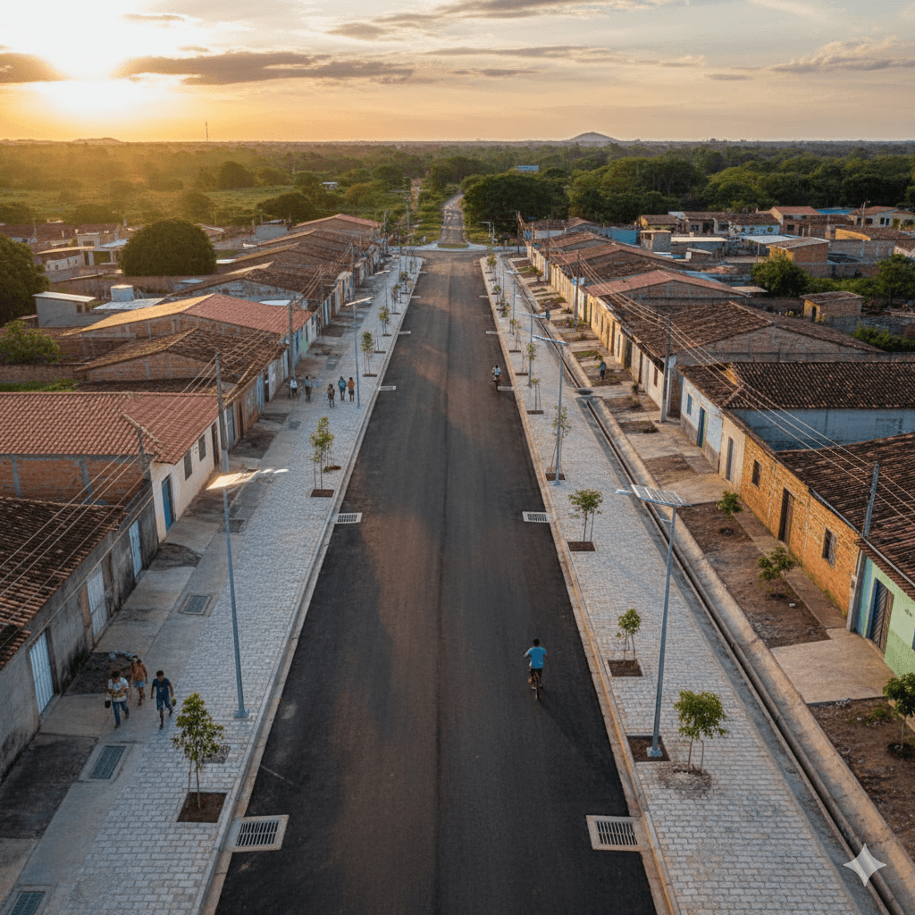 Vista do projeto Pavimentação e Drenagem (Rua Projetada 01) executado pela WJX Construções em Rio Tinto, PB no ano de 2024