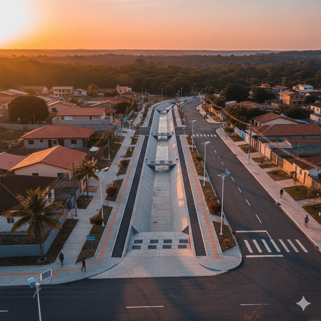 Vista do projeto Drenagem Pluvial no Bairro Planalto executado pela WJX Construções em Mataraca, PB no ano de 2024