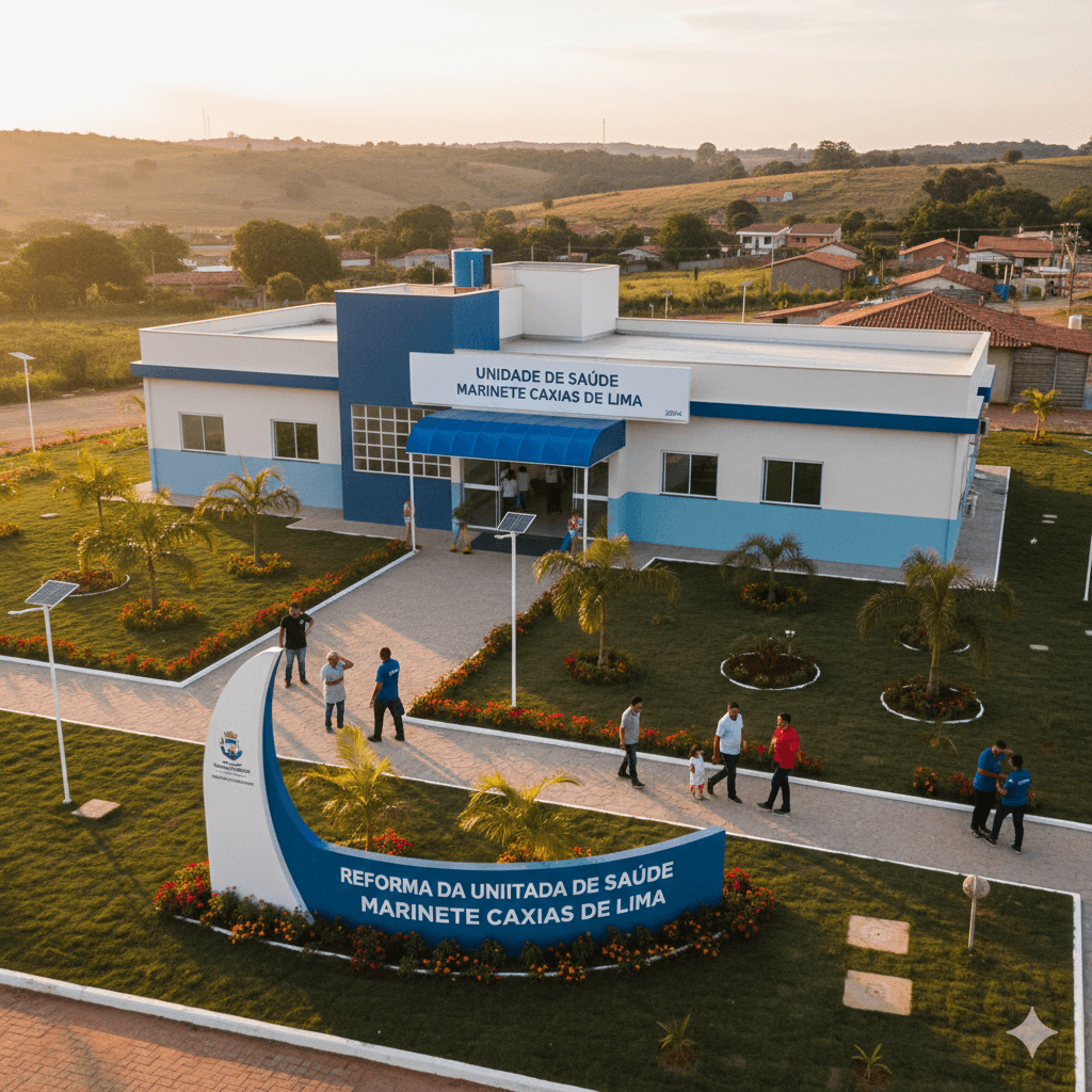 Vista do projeto Reforma da Unidade de Saúde Marinete Caxias de Lima executado pela WJX Construções em São José dos Ramos, PB no ano de 2024