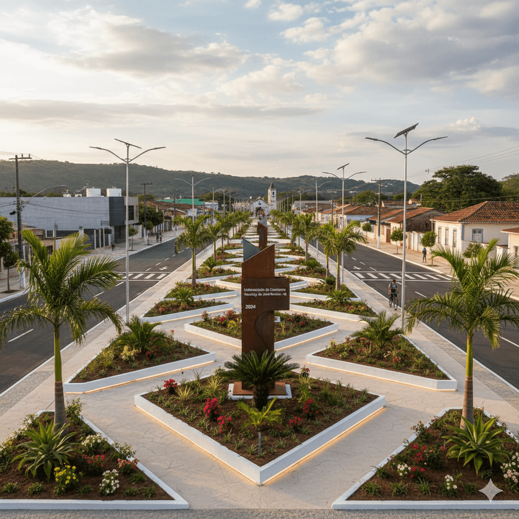 Vista do projeto Urbanização de Canteiros executado pela WJX Construções em São José dos Ramos, PB no ano de 2025