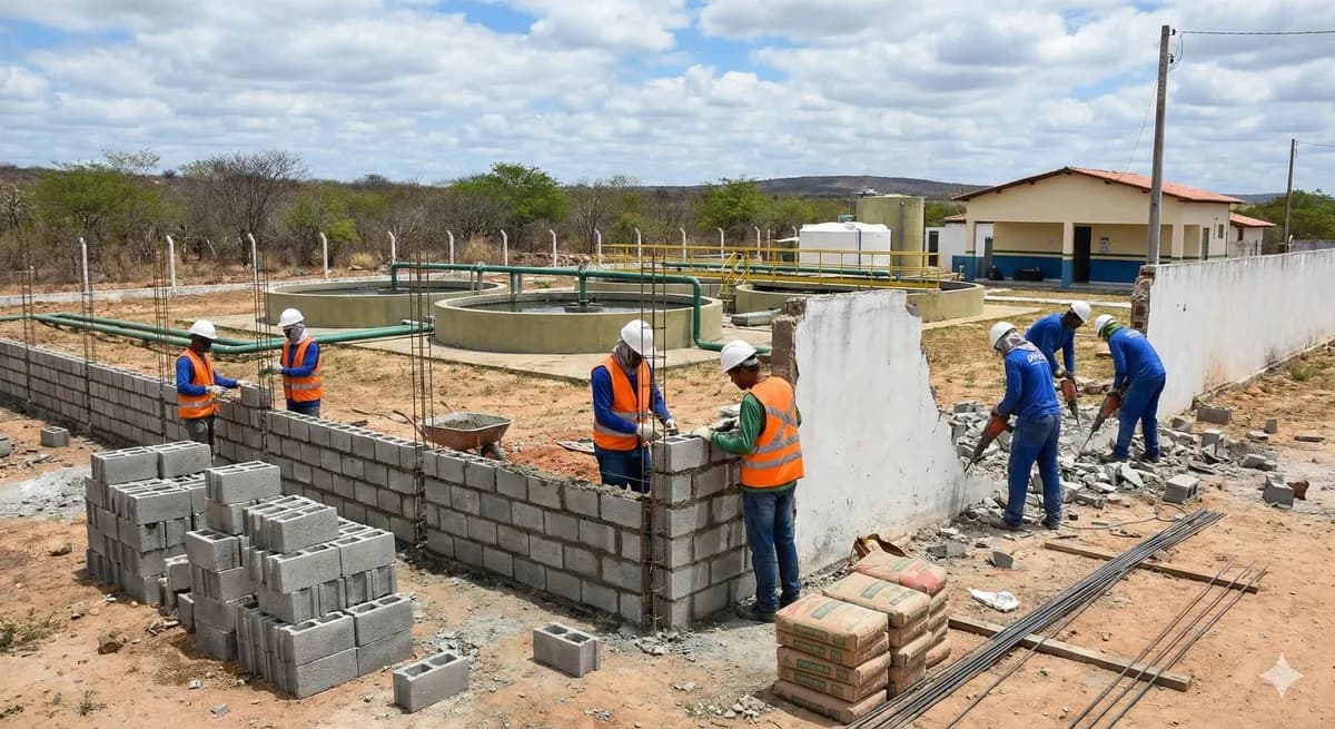 Vista do projeto Recuperação do Muro da ETA executado pela WJX Construções em São Domingos do Cariri, PB no ano de 2025