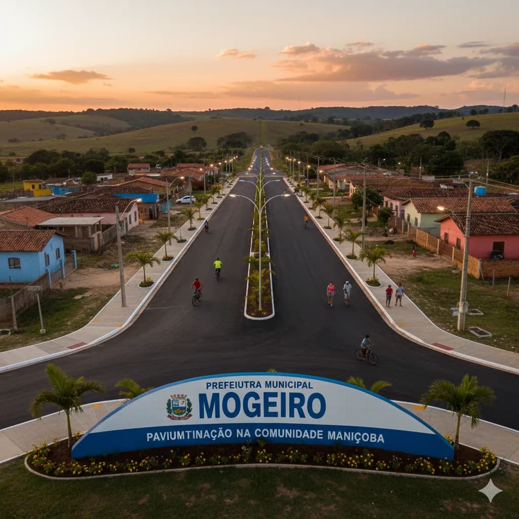 Vista do projeto Pavimentação na Comunidade Maniçoba executado pela WJX Construções em Mogeiro, PB no ano de 2024